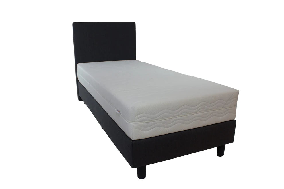 Boxspring 1 persoons Antraciet inclusief pocket koudschuim matras