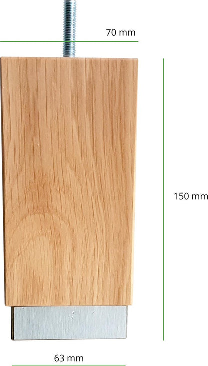 Boxspring / Bed Poten - Eiken - Blok vorm - 15cm hoog- Set á 6 Stuks
